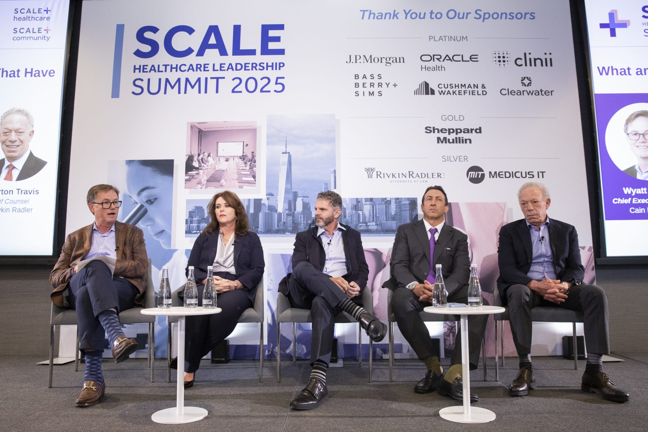 Panel discussion at Scale Healthcare Leadership Summit 2025 by Scale Community Events, featuring industry experts and sponsors, enhancing healthcare insights.