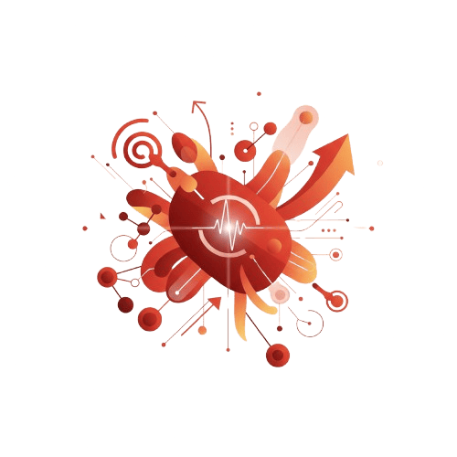 Heartbeat-themed abstract design symbolizing growth and creativity, exclusive to Scale Community Events.